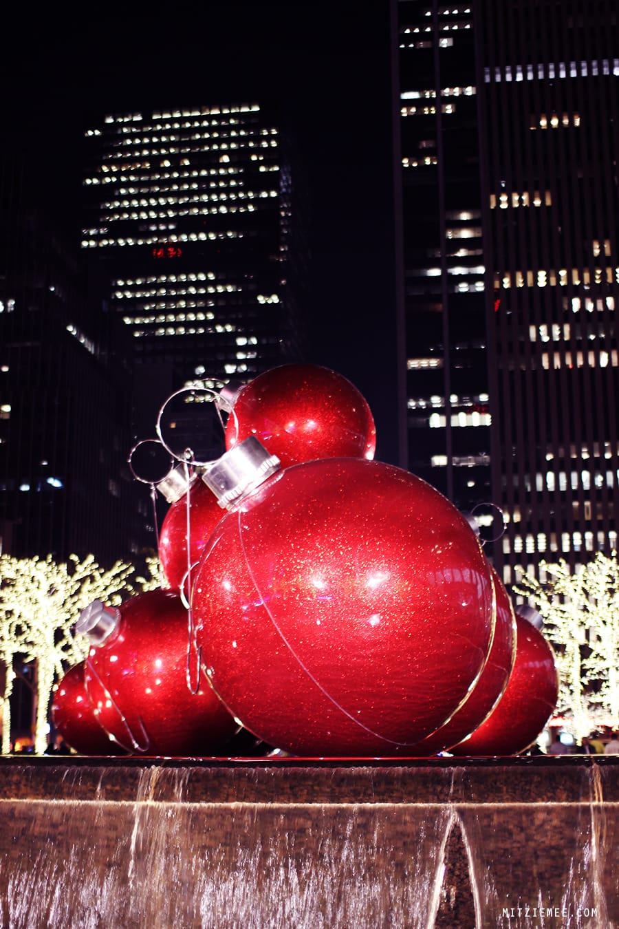 Giant Christmas ornaments 6th Avenue New York