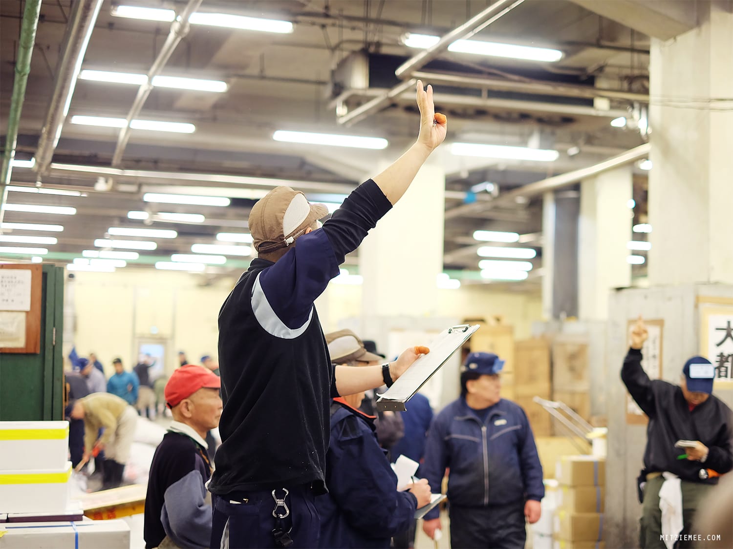 The tuna auction at Tsukiji Fish Market in Tokyo