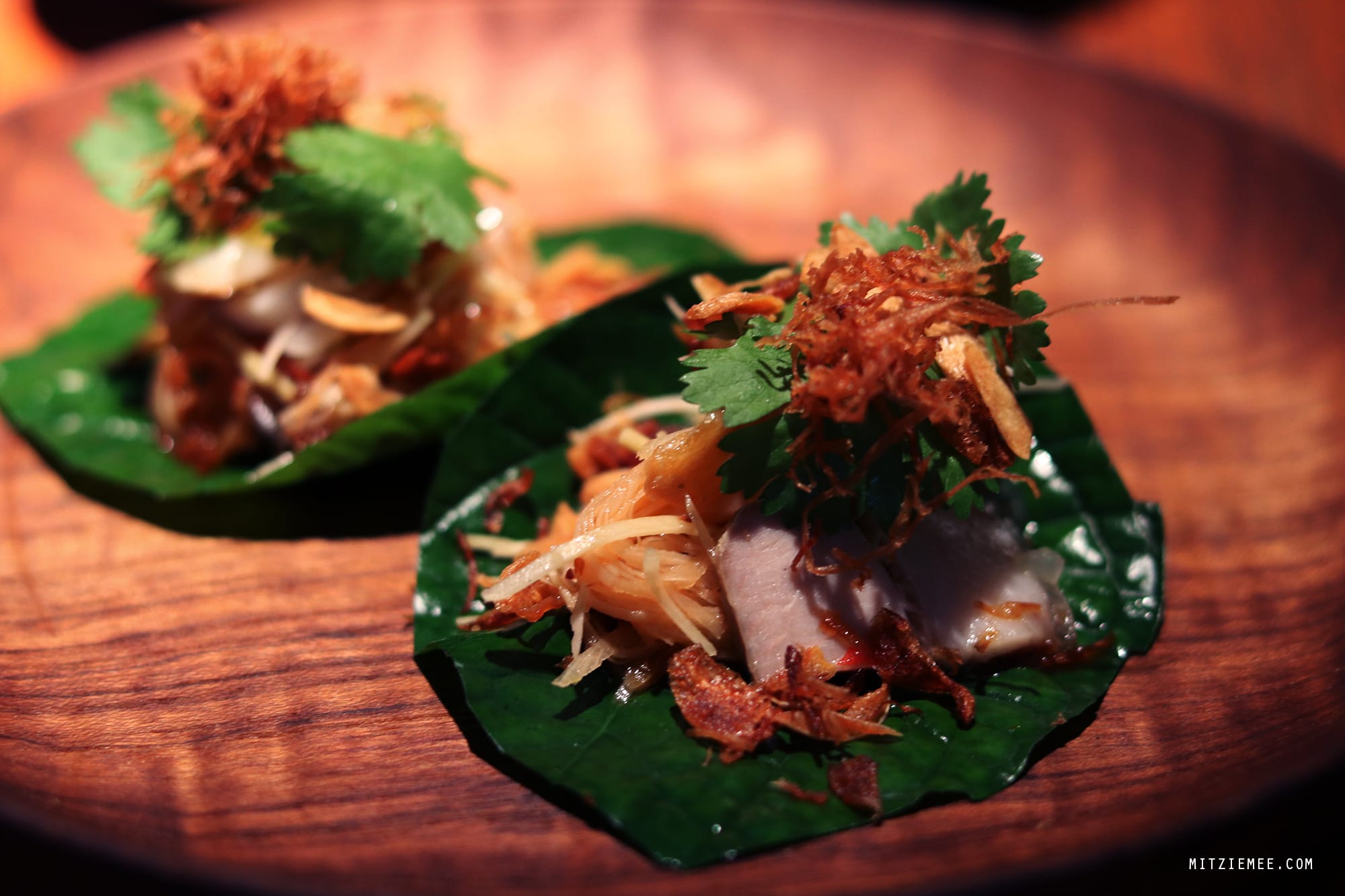 Lobster and pork canapés at Nahm, Bangkok restaurant
