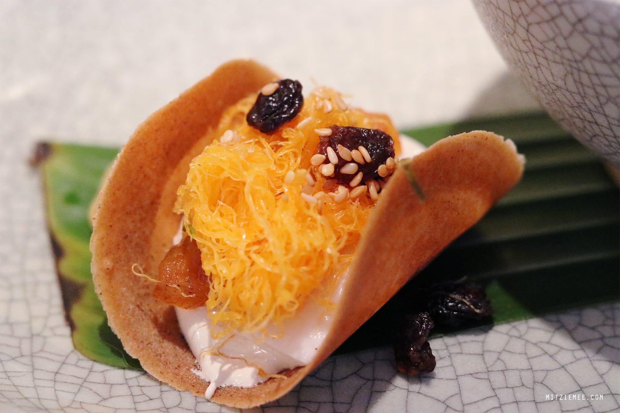 Thai wafers at Nahm, Bangkok restaurant