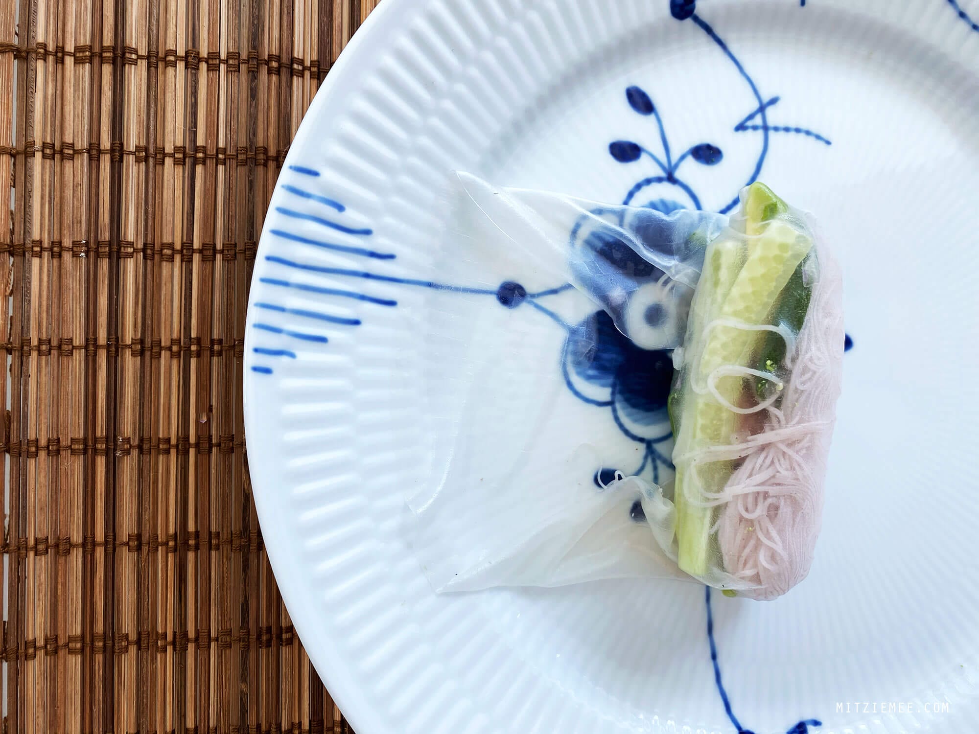 Rice paper rolls with roast duck and avocado