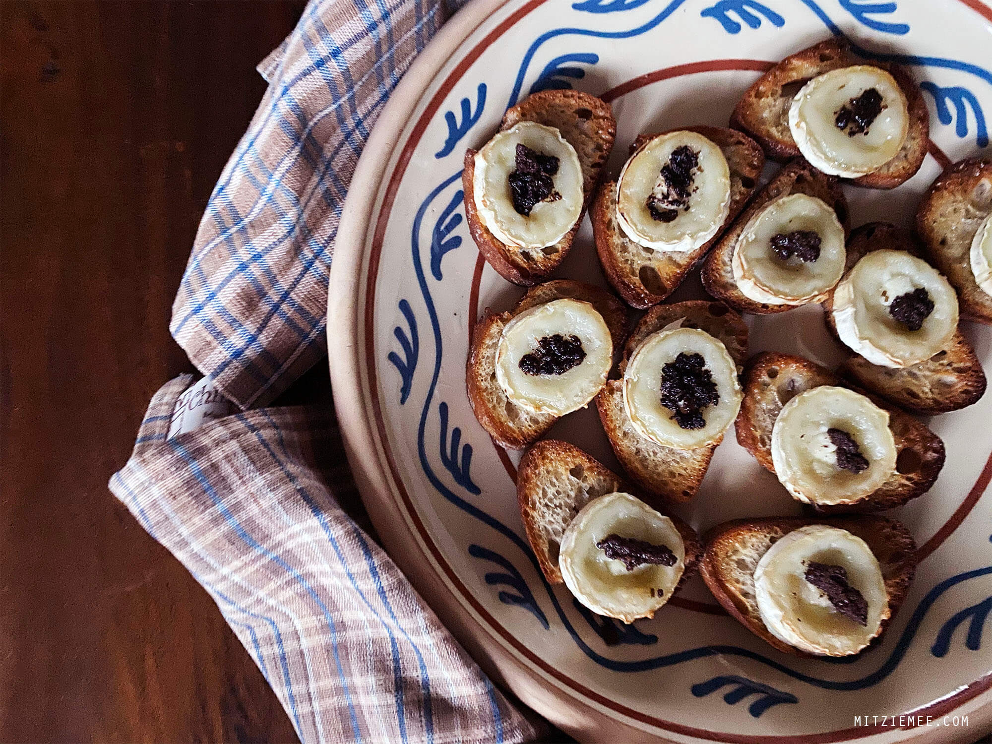 Recipe, Warm Goat Cheese Toasts with Olive Tapenade