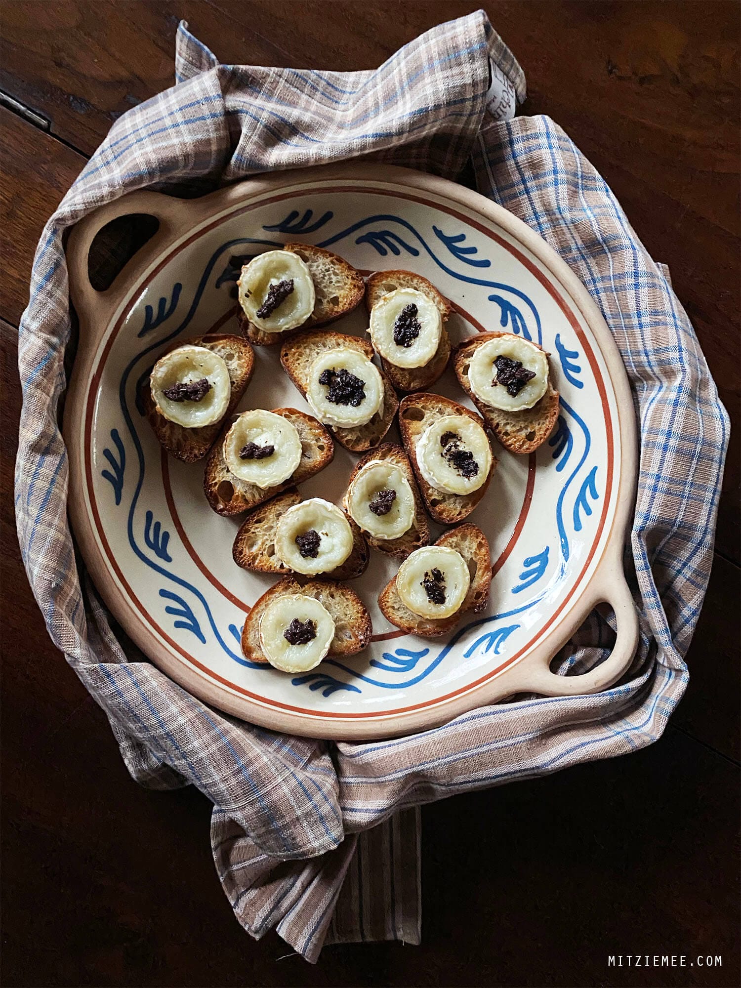 Recipe, Warm Goat Cheese Toasts with Olive Tapenade