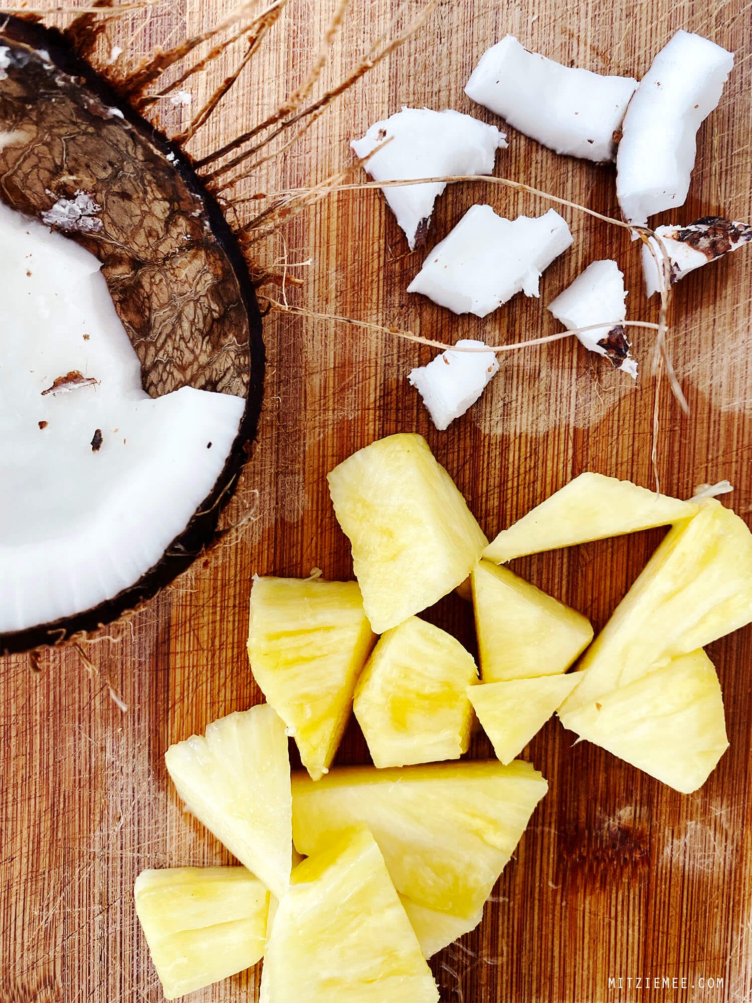 Infused water with coconut and pineapple