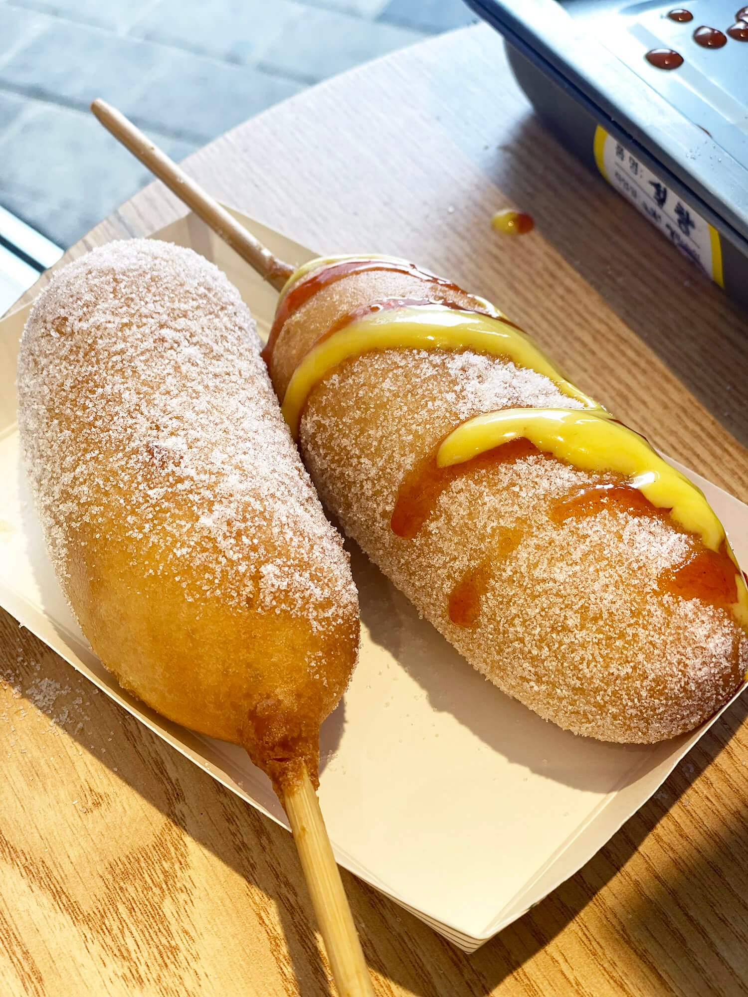 Korean hot dog with sugar