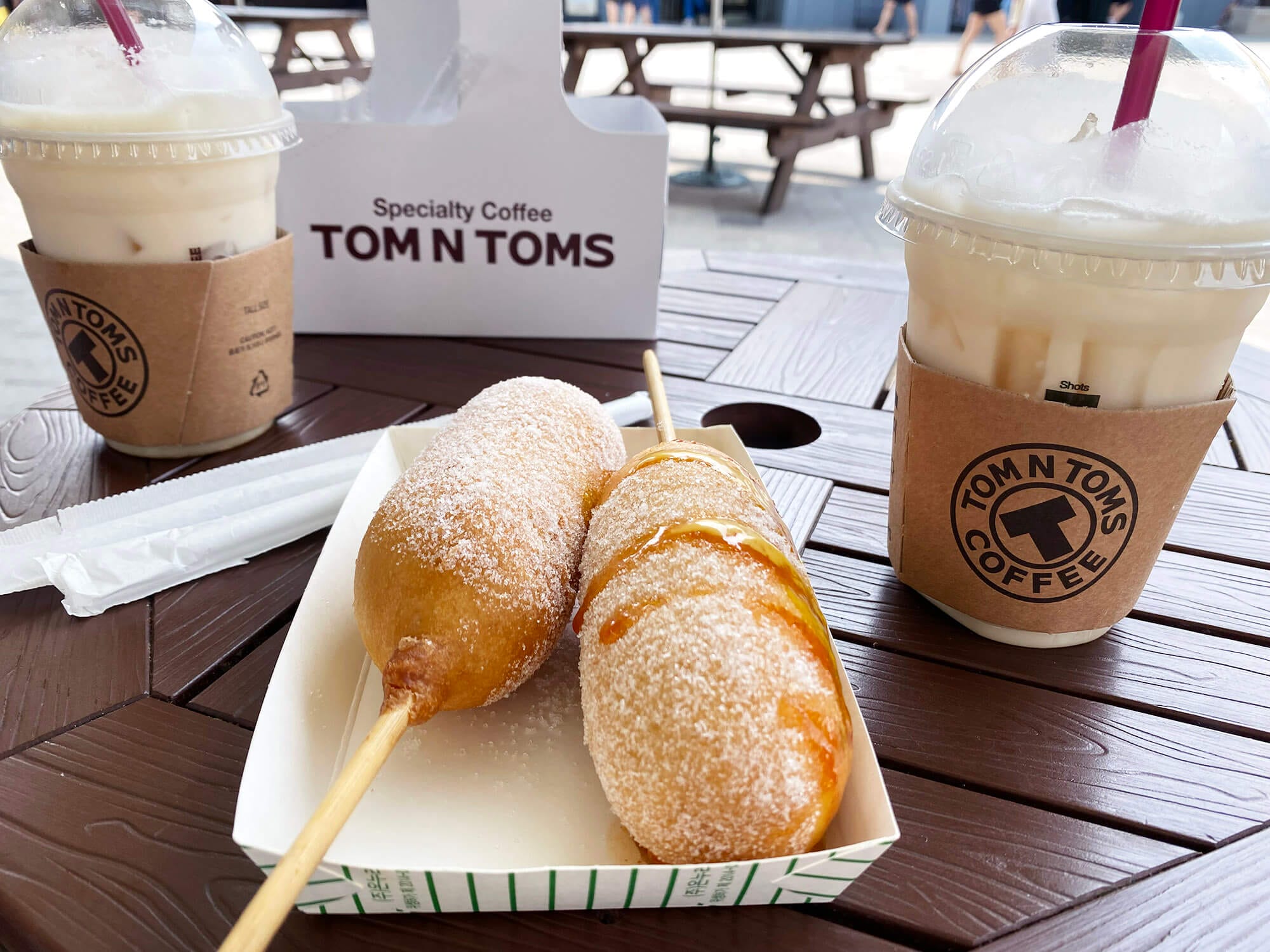 Korean hot dog with sugar