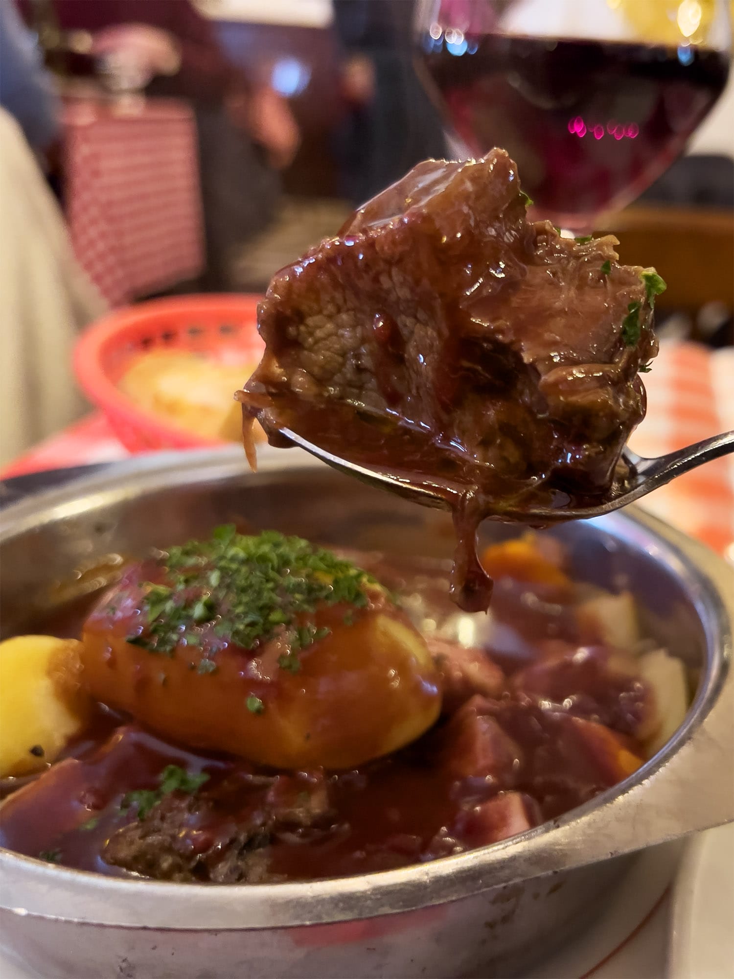 Beef Bourguignon at Les Marches - Cozy bistro in Paris