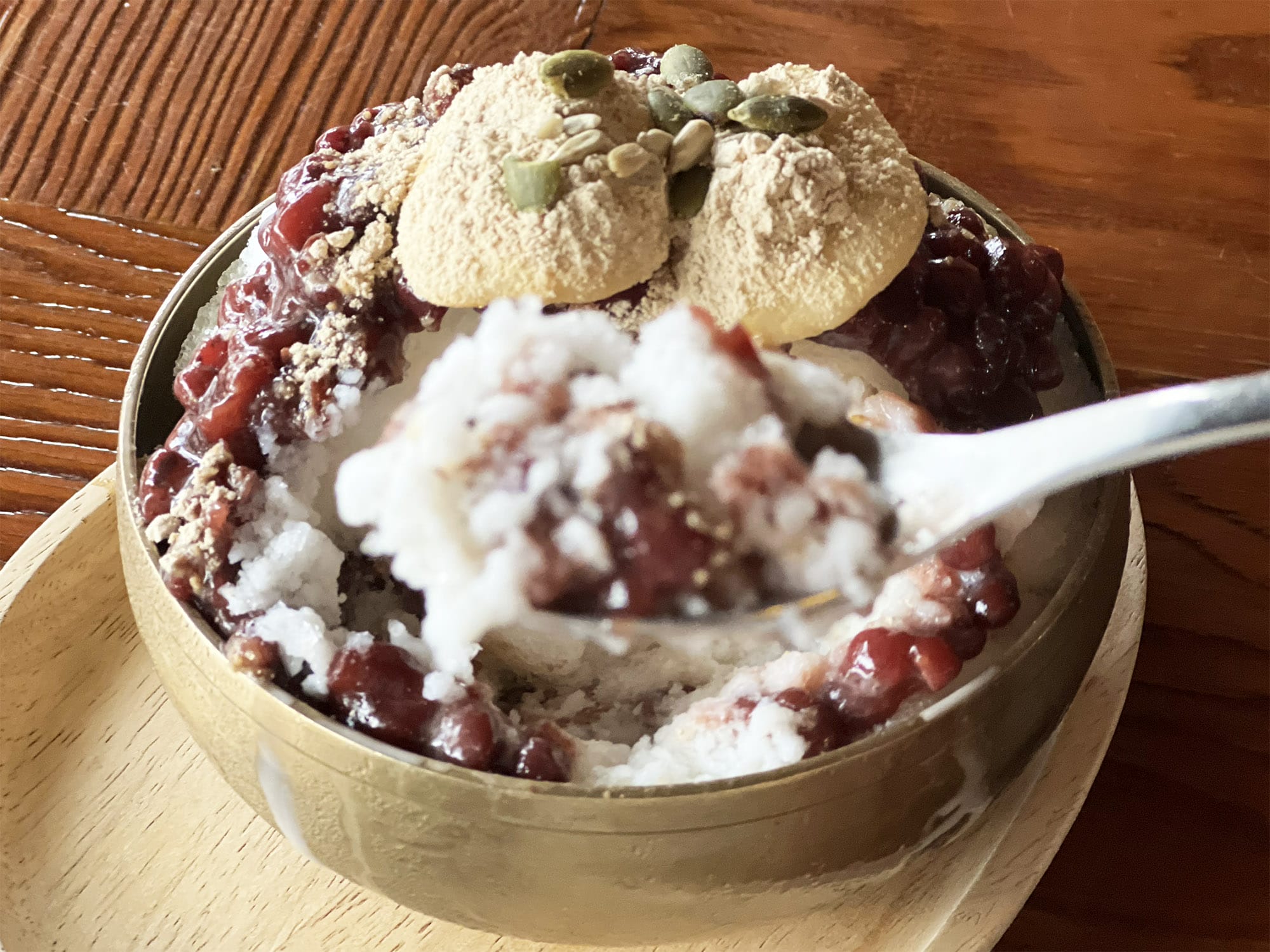 Patbingsu – Korean shaved ice with sweet red beans