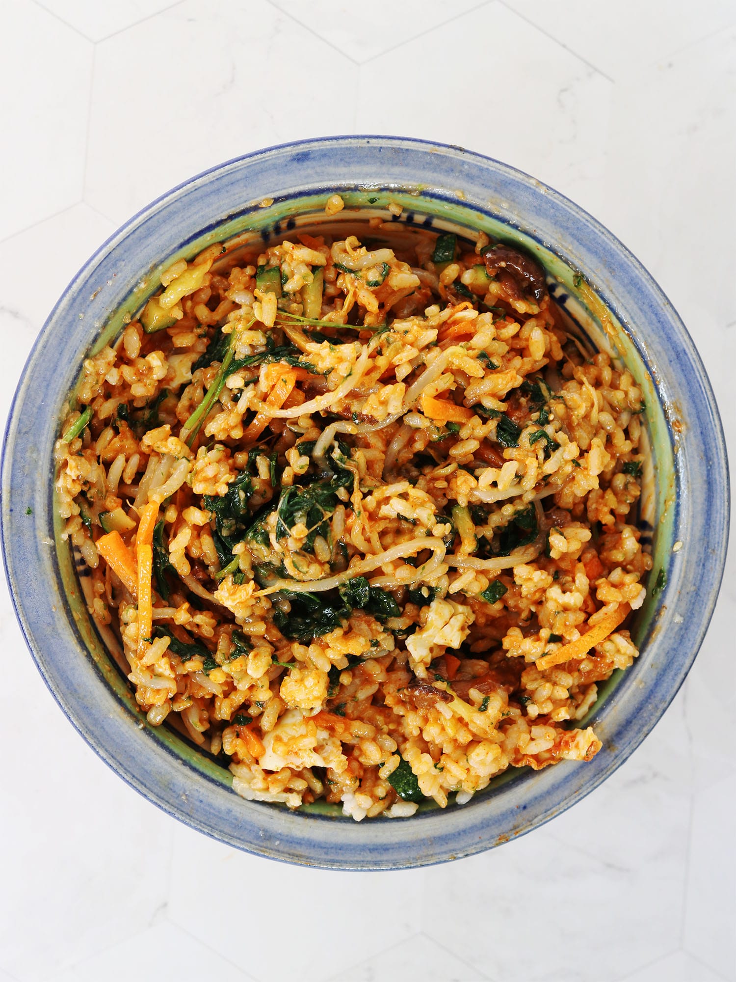 Recipe: Bibimbap with vegetables, mushrooms and fried egg
