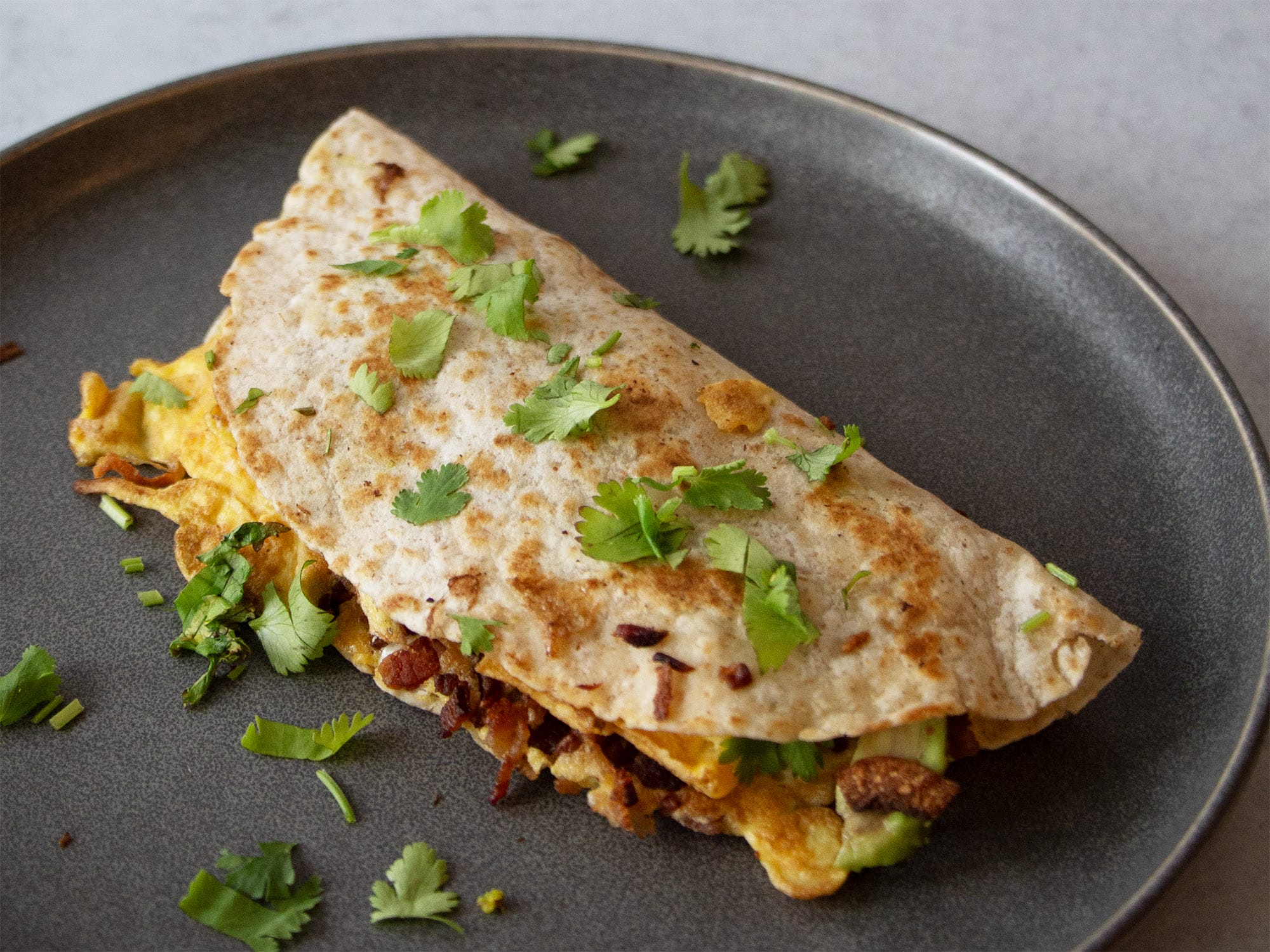 Recipe: Breakfast Tortilla with egg, cheese, and avocado