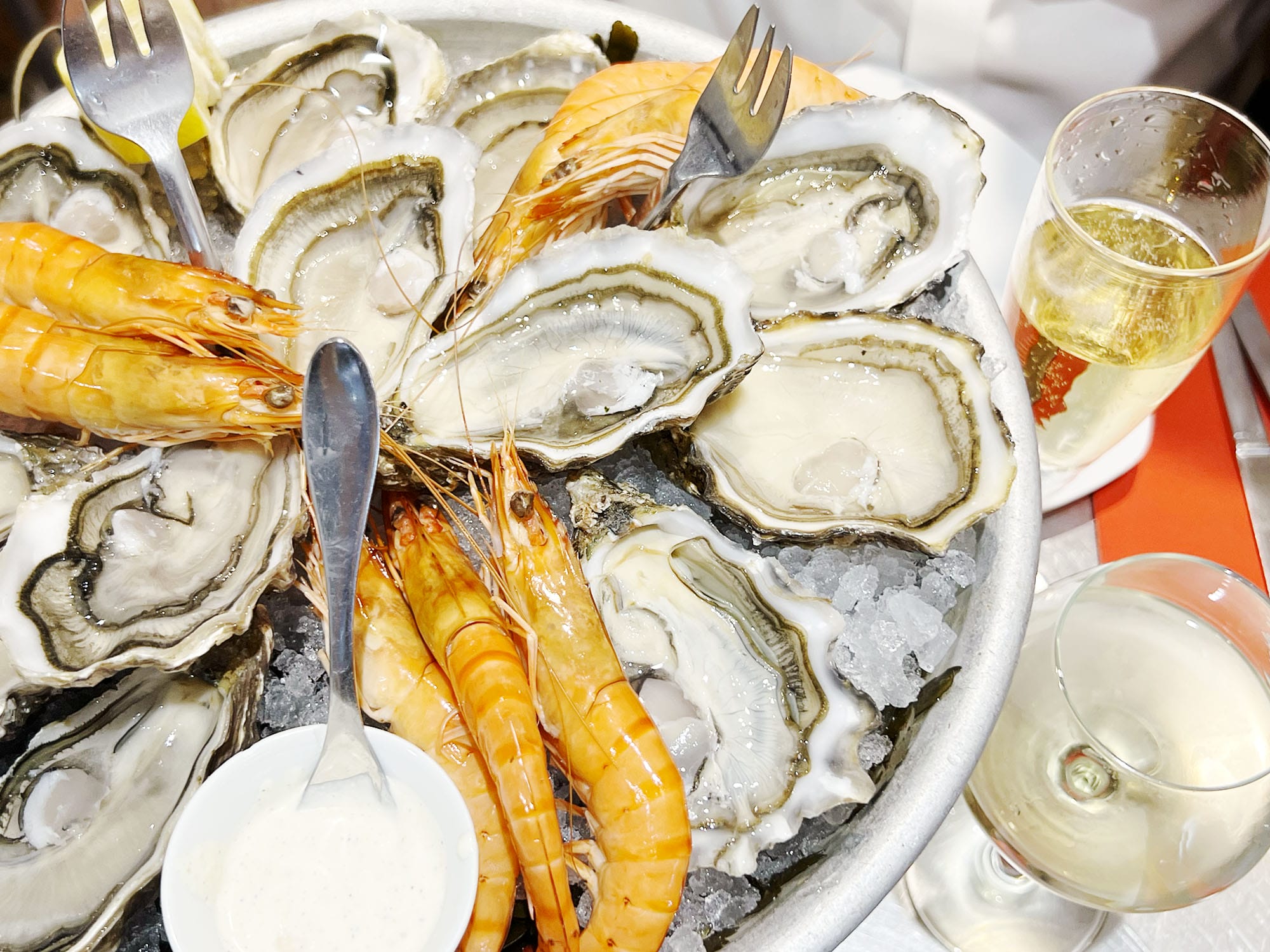 Paris: Opium La Cabane - Oysters and Pink Shrimp