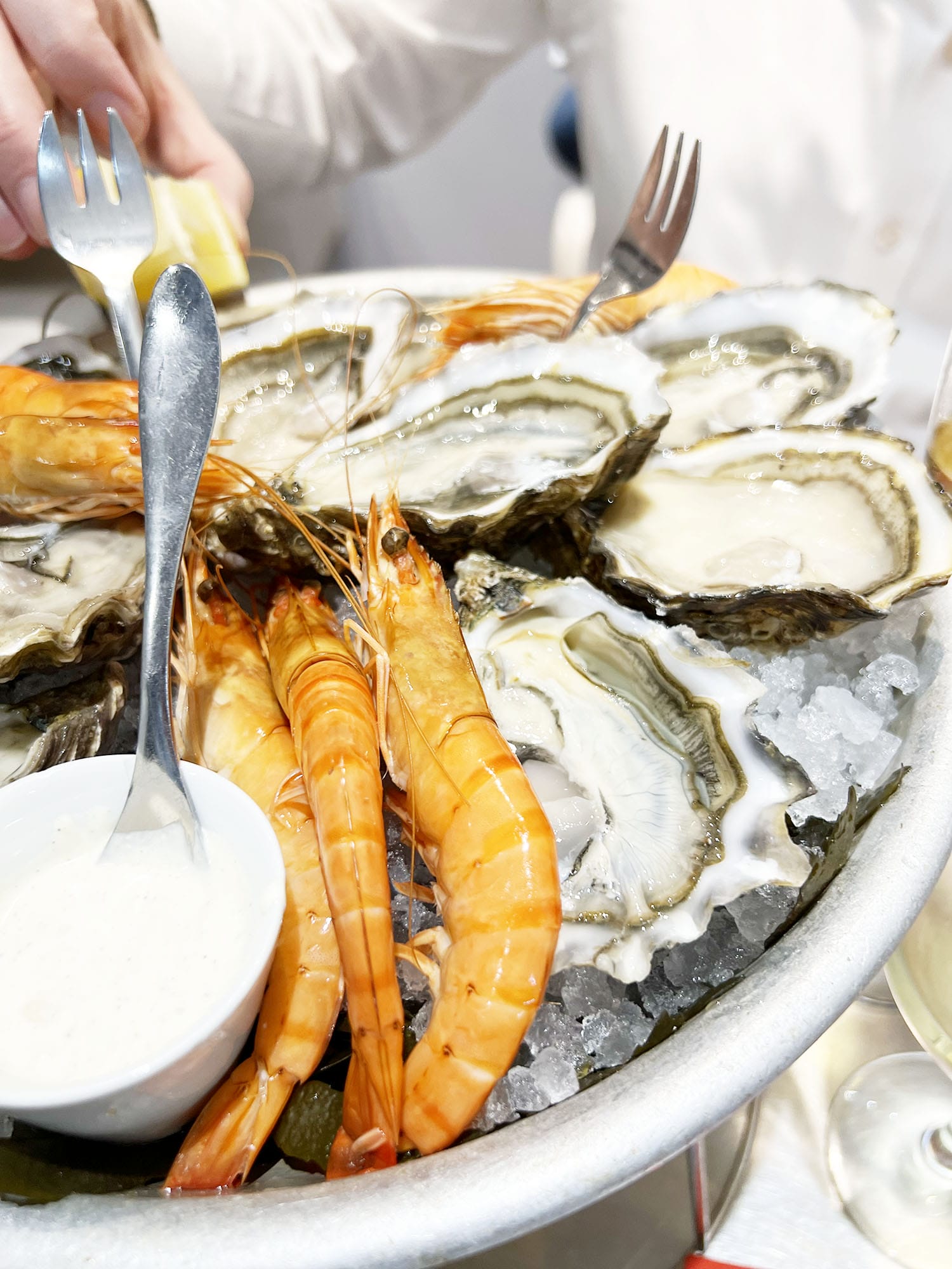 Paris: Opium La Cabane - Oysters and Pink Shrimp